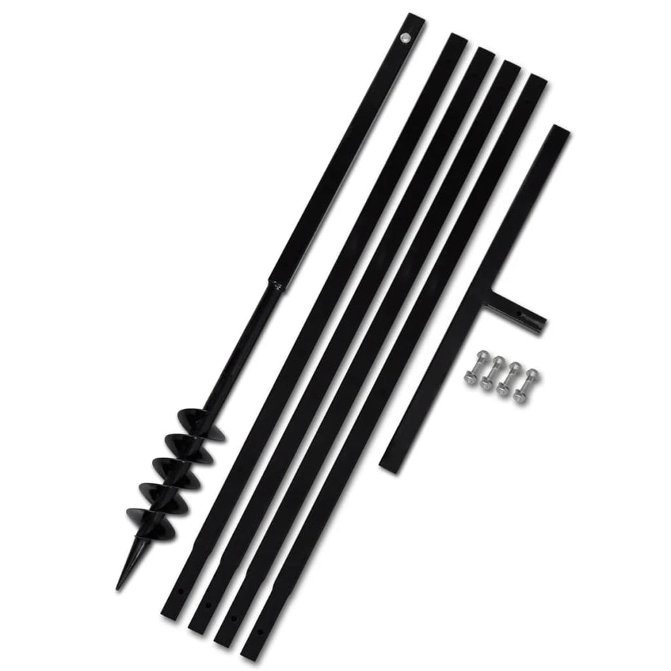 Erdbohrer mit Griff 80 mm Verlängerungsrohr 5 m Schneckenbohrer